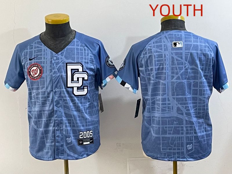 Youth 2025 Washington Nationals Blank Blue Joint Name Nike MLB Jersey style 3->youth mlb jersey->Youth Jersey